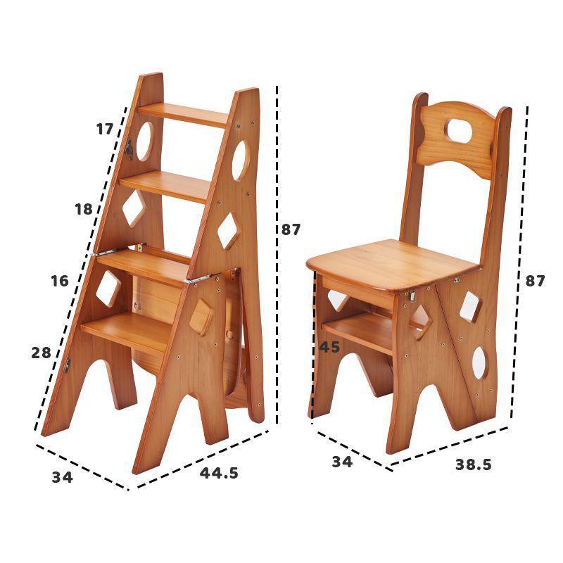 Solid Wood Folding Ladder Chair: Dual-Use Step Stool & Indoor A-Frame Ladder