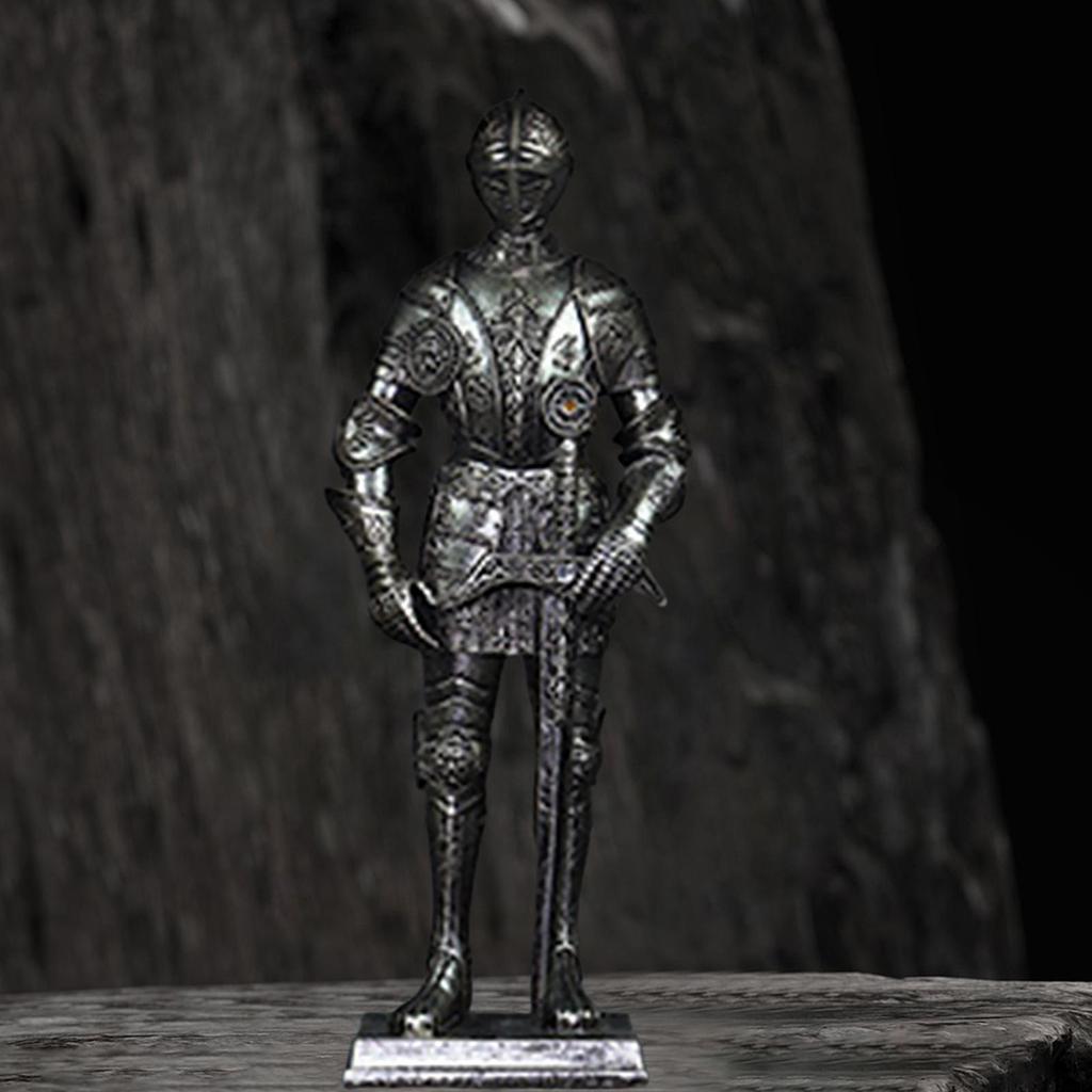Knight Statue Creative Vintage Art Crafts Decorative Figurine Tabletop Ornament for Desk Shelf Living Room Entrance Home Decor
