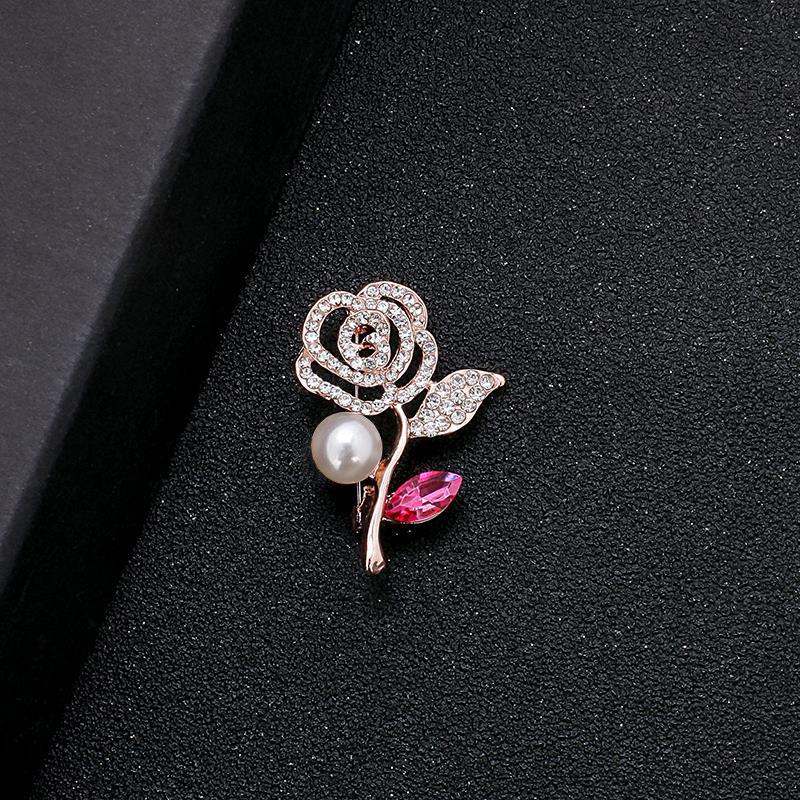 Korean High-End Rhinestone Brooch Scarf Buckle - Crystal and Pearl Pin for Women