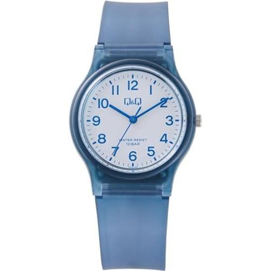 Citizen QQ Zegarek na rękę Analogowy 10 Atmosfer Wodoodporny Pasek Uretanowy V06A-519VK Niebieski Przezroczysty
