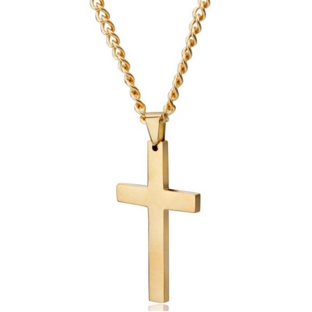 Men Party Gift Metal Steel Color Minimalism Black Cross Necklaces Clavicle Chains Necklaces Cross Pendant