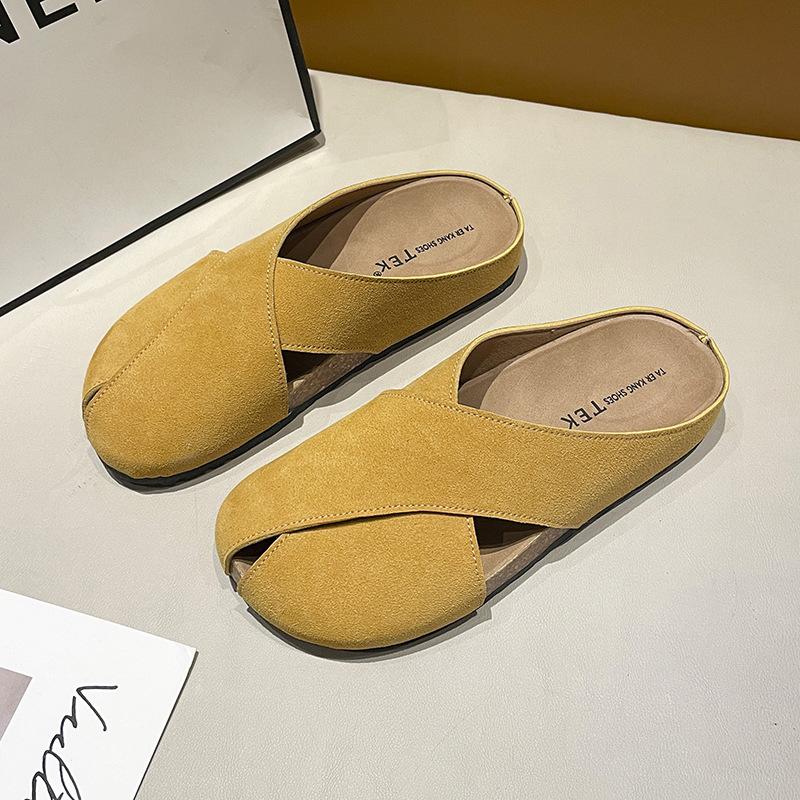 Baotou Half Slippers Women's Outer Wear 2025 New Summer Flat-bottomed Lazy One-footed Soft-soled Birkencool Slippers