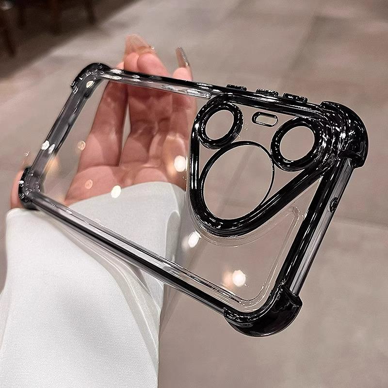Electroplated Transparent Airbag Anti-fall Case with Lens Film for Huawei Pura80Pro Phone