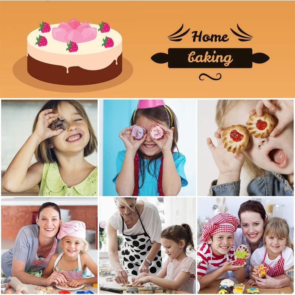 Cooking Set Children's Cute Baking Set Kitchen Toy Set Accessories Apron with Chef Hat Oven Gloves Pot Holder Cookie Cutter As Children's Kitchen Gift