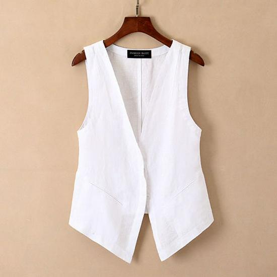 2023 Women's Spring Cotton-Linen Short Vest – Breathable, Lightweight Jacket
