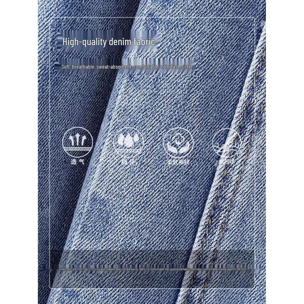 Women's Washed Blue Wide-Leg Jeans - 2025 Spring/Autumn Trendy Scimitar-Cut Loose Slimming Banana Pants