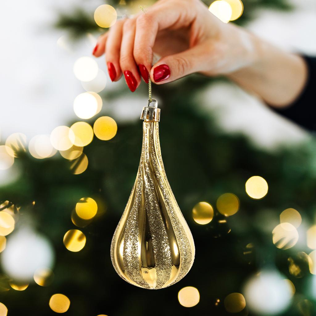 4Pcs Gold Plastic Christmas Tree Hanging naments Xmas Tree Balls Festive Party Holiday Decorations Cartoon Shaped Pendant