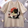 Kawaii RaUnisex Cat TShirt Funny Asian Foodie Graphic Tee Unisex Women Cotton Short Sleeve Oneck Tshirt Streetwear Comfortable Tops
