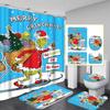 Christmas Green-Haired Pattern Shower Curtain Four-piece Set With 12 Hooks Polyester Waterproof Shower Curtain.