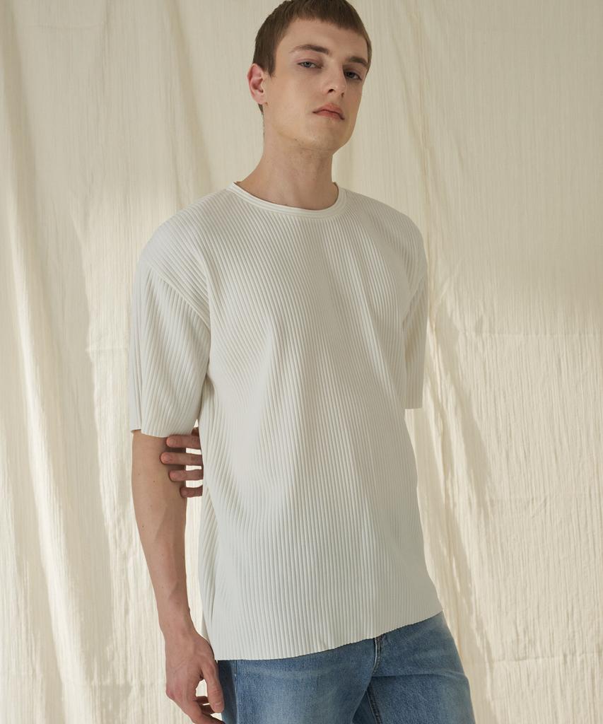 210EDIT Pleated Short Sleeve T-Shirt_Zd2Ts161_Ivo