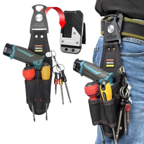 FFYGYNFDE Waist Bag, Nail Pouch, 3-Tier Design, Ultra-Lightweight, Tool Organizer with Detachable Tool Holder, Parts Storage, Tool Drop Prevention, Li