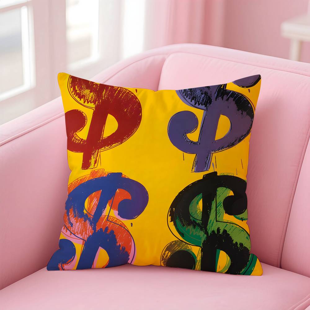 Pop Art Throw Pillow Cover Colorful Lips Dollar Sign Flower Print Cushion Case Modern Art Decor Pillowcase For Sofa Couch Living