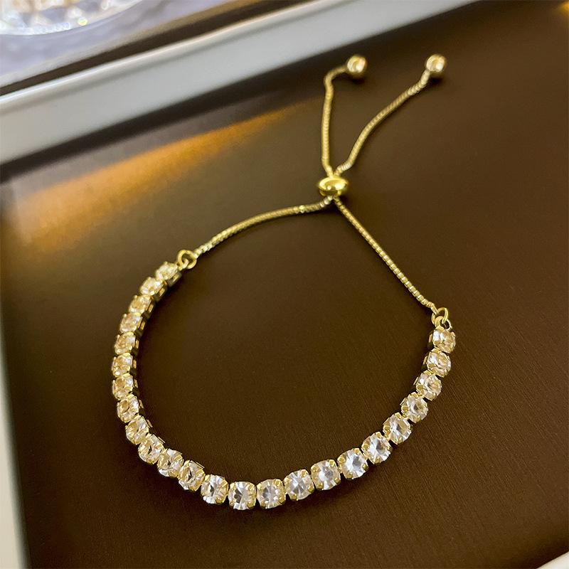 

Adjustable Geometric Korean Fashion Round Zirconia Crystal Bracelets Bangles for Women Party Jewelry Girls Birthday Gift