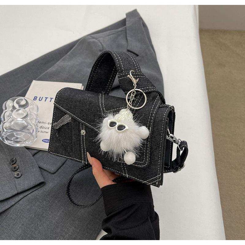 

Модная и универсальная джинсовая сумка через плечо с бахромой нишевая женская сумка новая сумка на плечо повседневная сумка через плечо чёрный