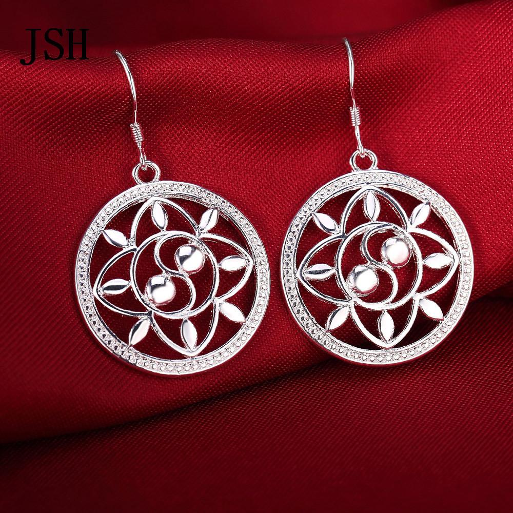 Silver plated earrings S925 silver earrings silver jewelry fashion wedding girls couple retro earrings jewelry