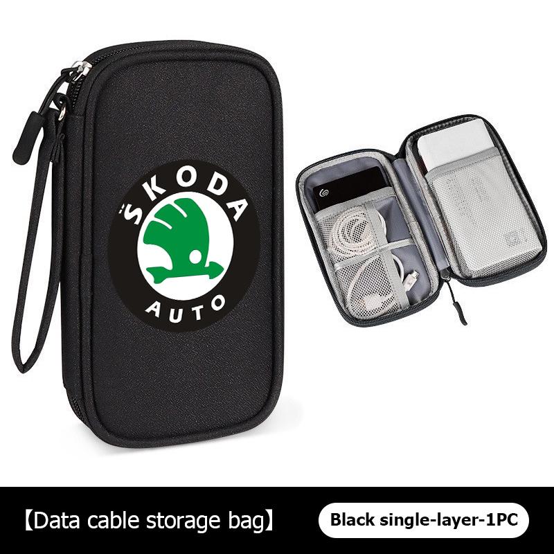 AAABR1 Travel Portable Digital Accessories Storage Bag Organizer For Skoda Kamiq Karoq Octavia 2 3 Rapid Scala Kami Fabia VII VRS