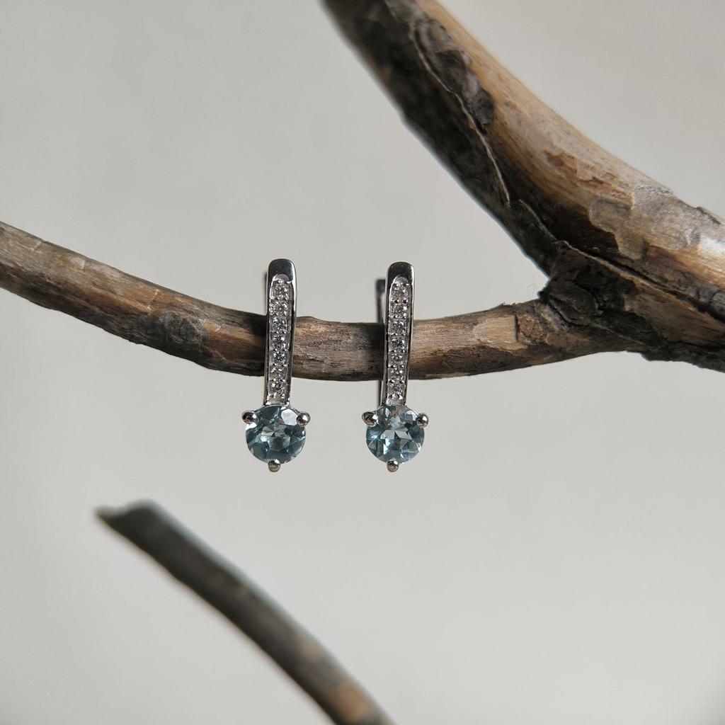 Серебряные серьги с натуральным топазом 1.211ct, фианитами (2194552)