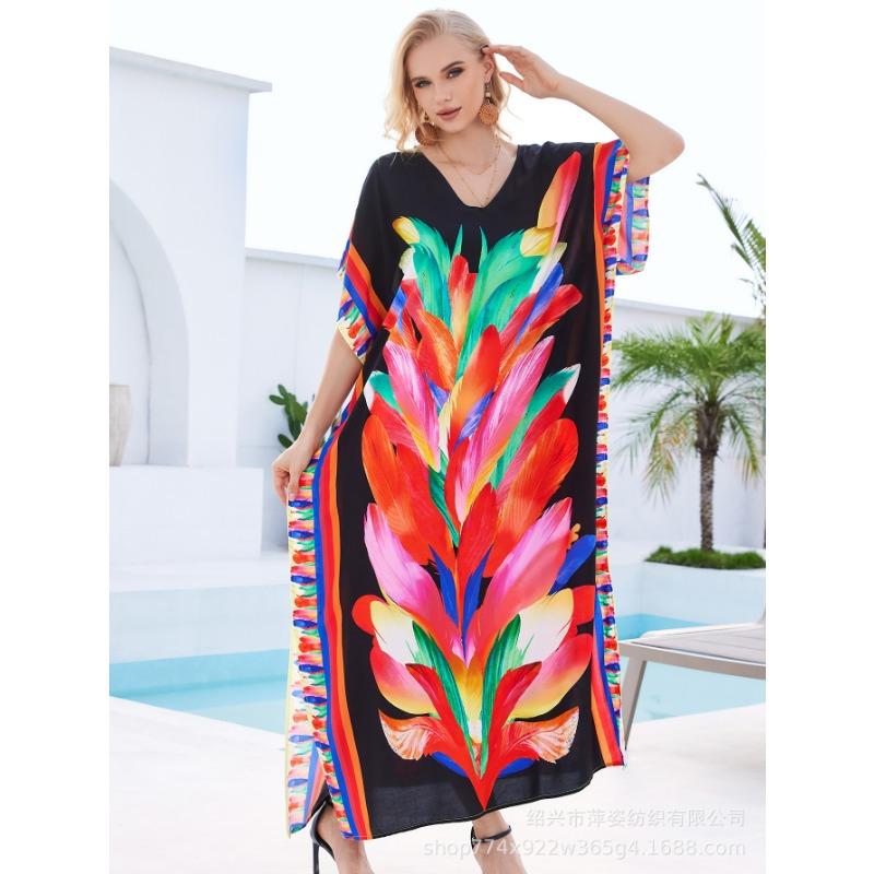 

Плюс Размер Женский Пляжный Принт Свободный Праздничный Загар Бикини Накидка One Size