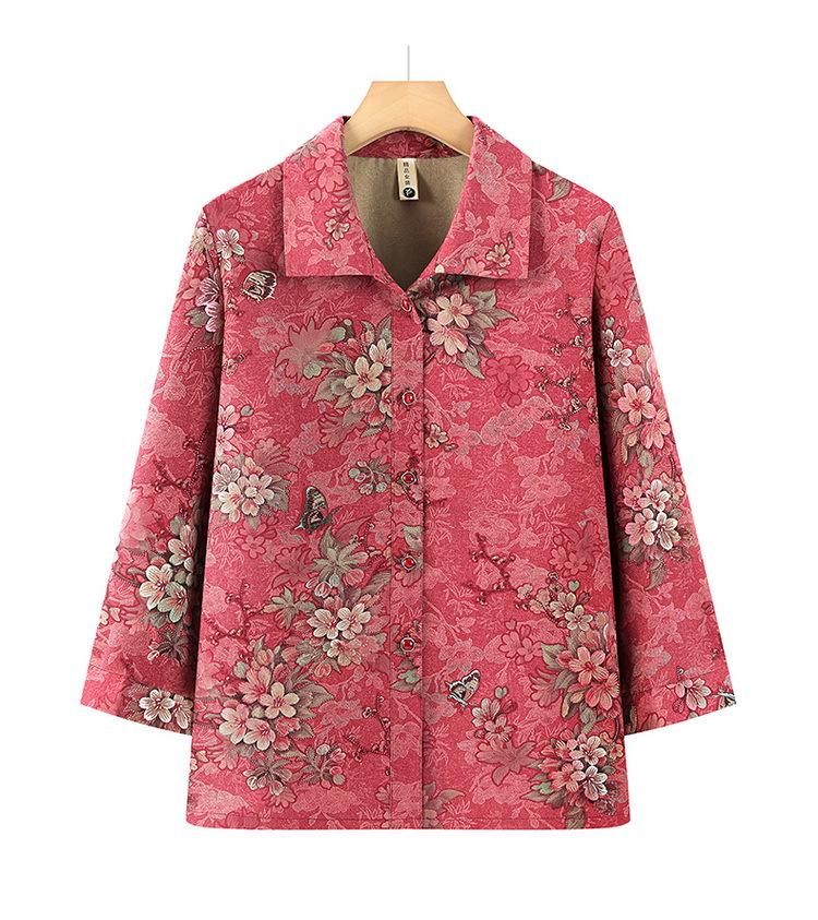 

Spring Apparel for Elderly Women: Shirts, Blouses, Jackets, Cardigans, and Three-Quarter Sleeve Tops for Moms and Grandmothers. 3XL (recommended for 115-130 jin) красный