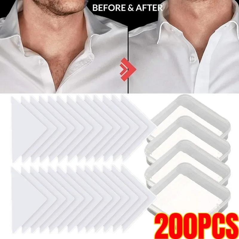 200 Pcs(100Pairs) Autocollants de Style de Col de Chemise Support de Col Bâtonnets de Col Façonneur de Col Fixe pour T-Shirt Patchs Adhésifs Invisibles Fixation Transparent