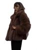 European & American 2024 Fashion: Brown Faux Fur Fuzzy Loose Long Sleeve Coat with Turn-down Collar for Autumn/Winter.