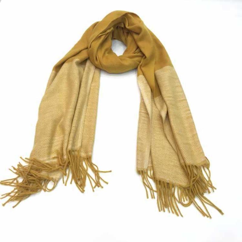 Autumn and winter new herringbone pattern splicing imitation cashmere scarf women's two-color thickened scarf shawl factory