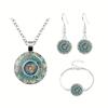 Mandala Flower Time Gemstone Náhrdelník & Náramek & Náušnice Sada šperků Vintage dekorace Kreativní skleněný přívěsek pro ženy