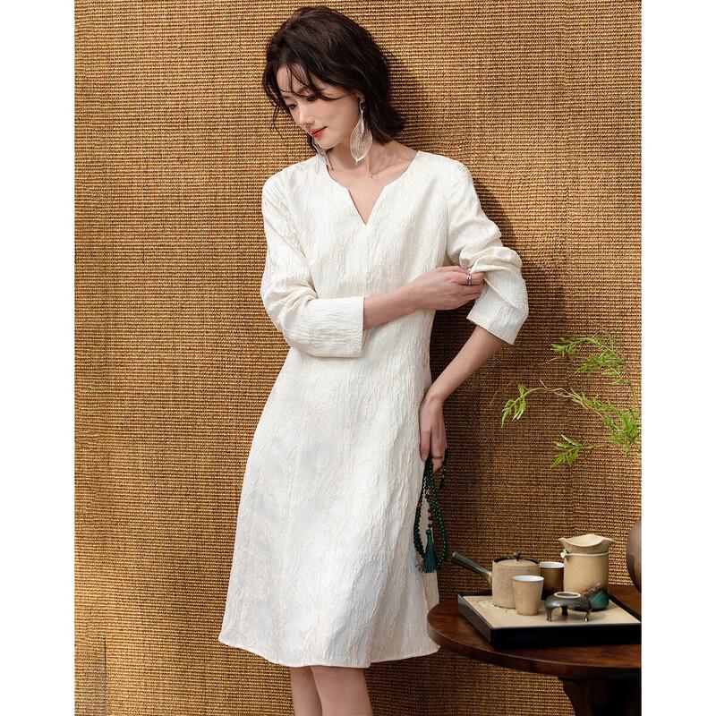 Demana New Chinese Style Embossed Jacquard A-Line Dress