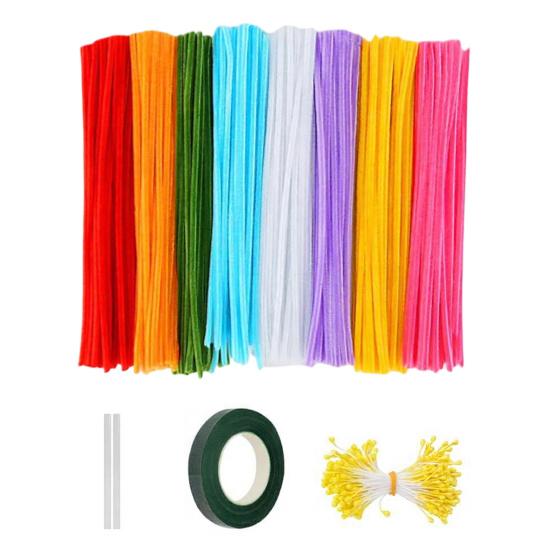 Colorful Pipe Cleaners, Bright Colors Chenille Stems for Crafts, DIY Flowers Twistable Pipe Cleaners, Creative Projects for Kids And A