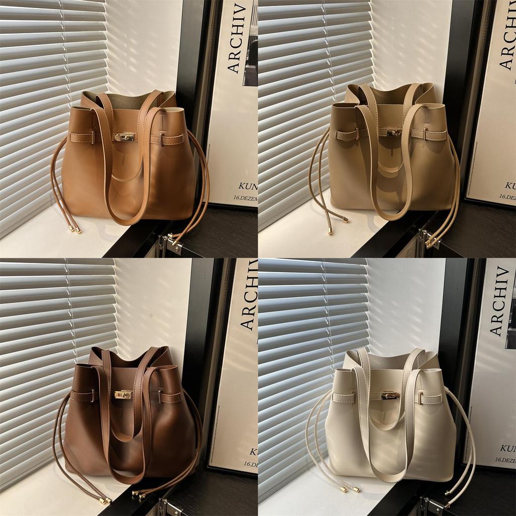 Pu Street Style Water Bucket Bag With Shoulder Strap And Inner Phone Pocket For Work