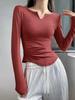 Slim-fit V-neck Long Sleeve Yoga Top - Quick-dry, Breathable Sportswear for Training & Running