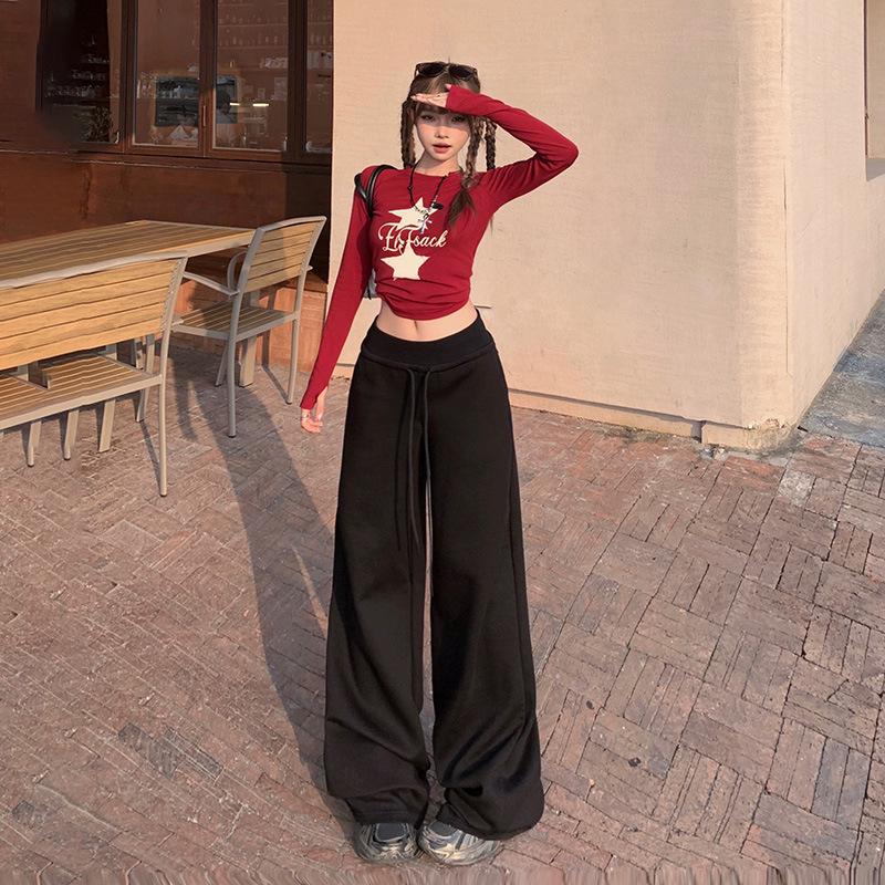 

Женские серые широкие спортивные брюки с высокой талией - Коллекция Весна 2025 M