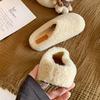 Wool version~ Thick sole inner height increase Baotou one pedal warm fluffy half slippers women wear cotton shoes