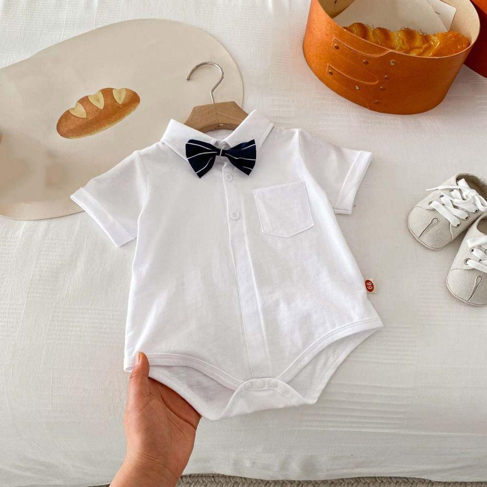 Triangle Bodysuit Baby Onesie Detachable Bow Tie Infant Jumpsuit One-Piece Bodysuit Toddler