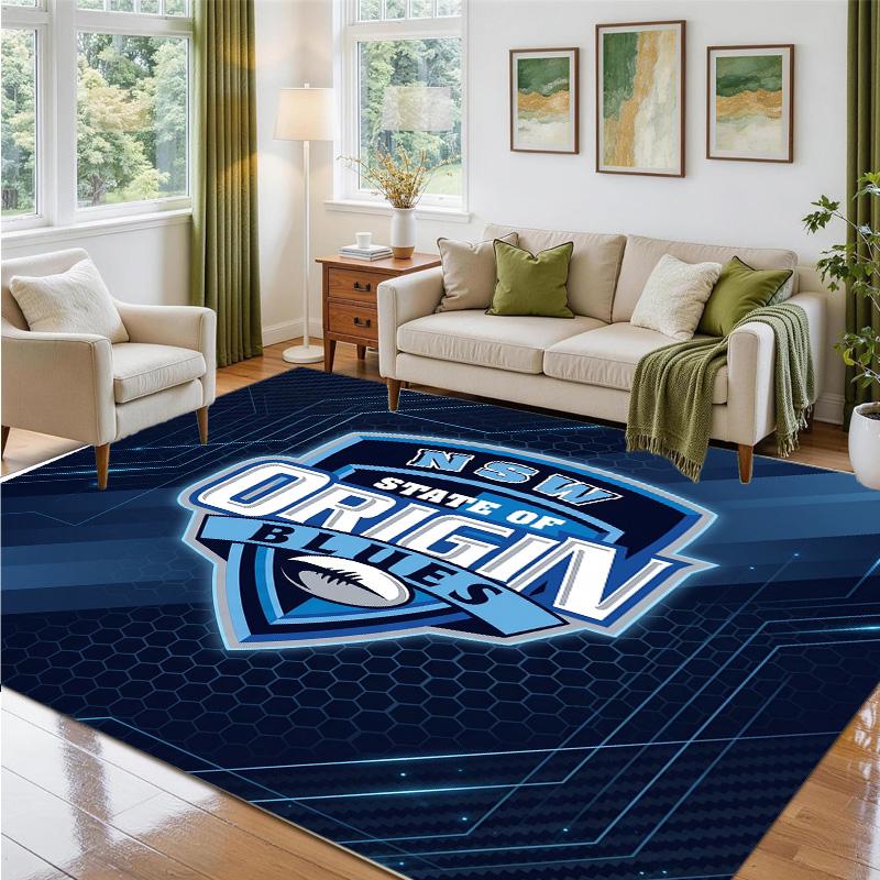 NSW Blues Design Crystal Velvet Rug Soft Decorative Mat for Bedroom Entrance