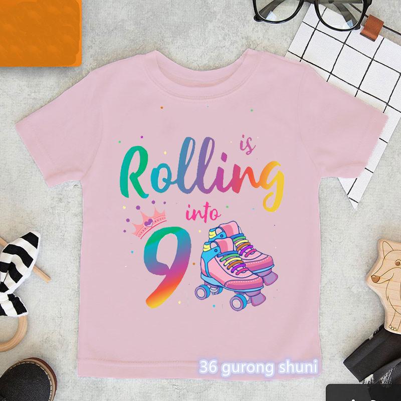 Newly Boys T Shirt Funny Skates Graphic Print 6th Birthday Gift Costume Fashion Hip Hop Girls TShirt Boys Girls Universal Tops