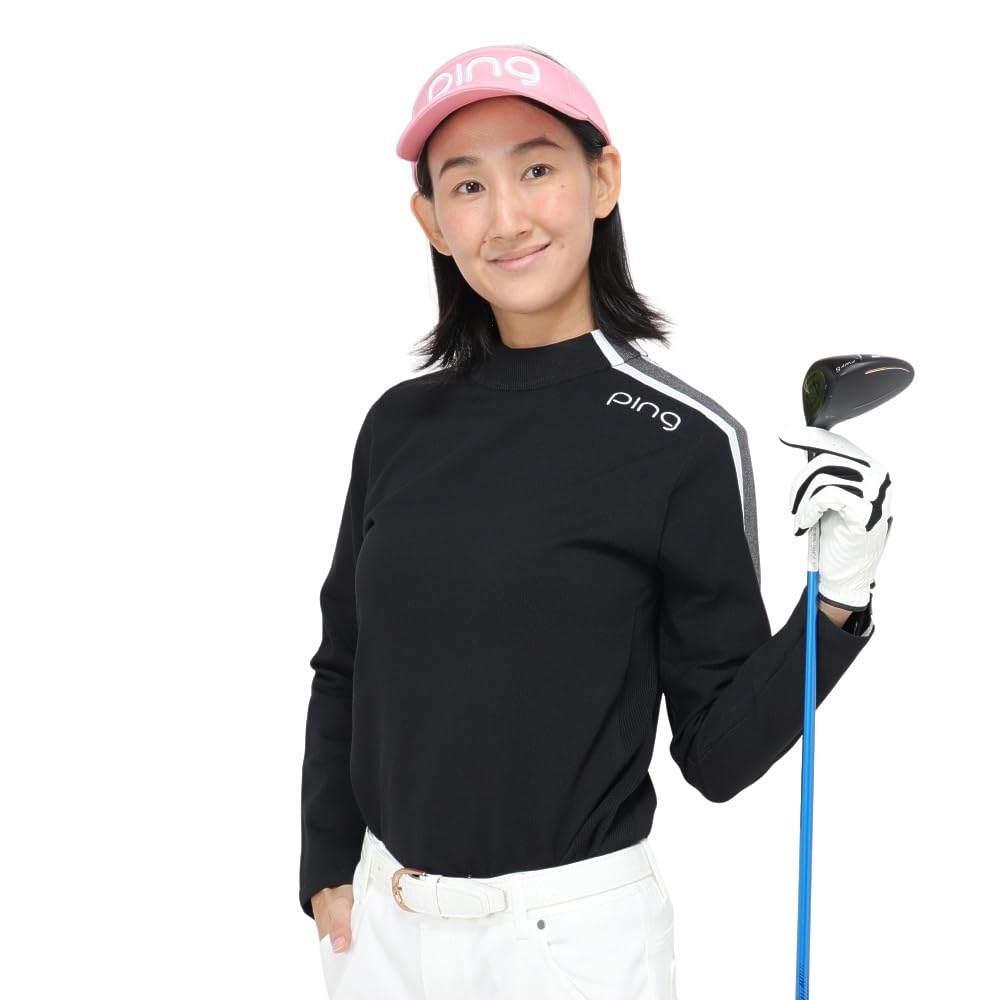 Ping Apparel Long Sleeve High Neck Sweater Golf LL Women's (Side Stripe) / / 622-4275902 010_Black