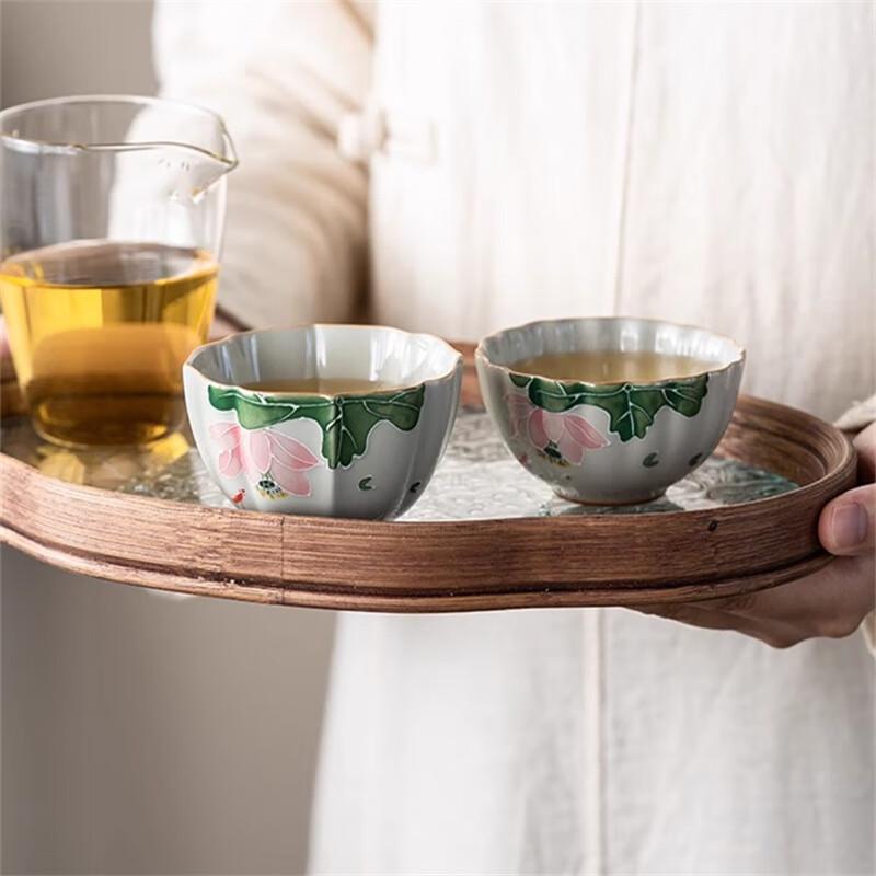 Hand-Painted Lotus Ceramic Master Teacup