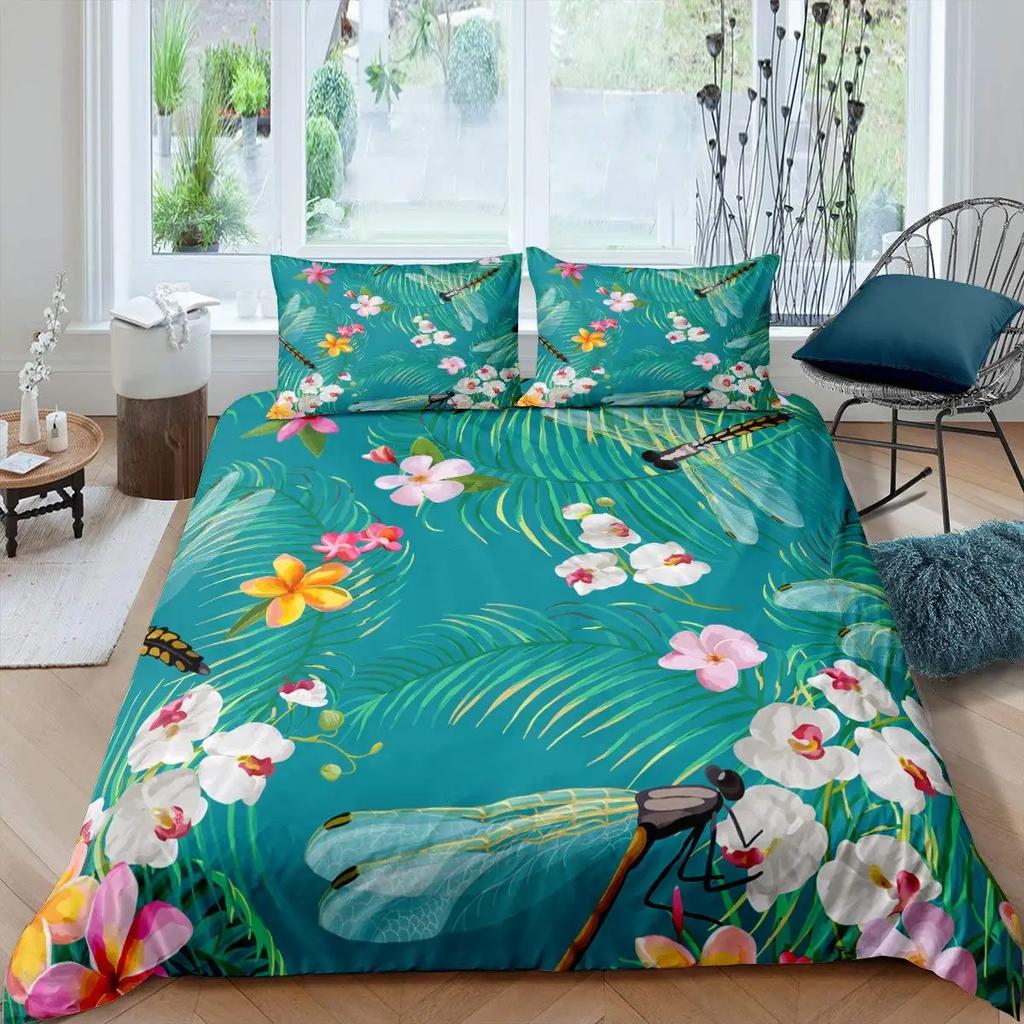 Bohemian Dragonfly King Queen Duvet Cover Mandala Paisley Bedding Set Tie Dye Trippy Gypsy Quilt Cover Polyester Comforter Cover