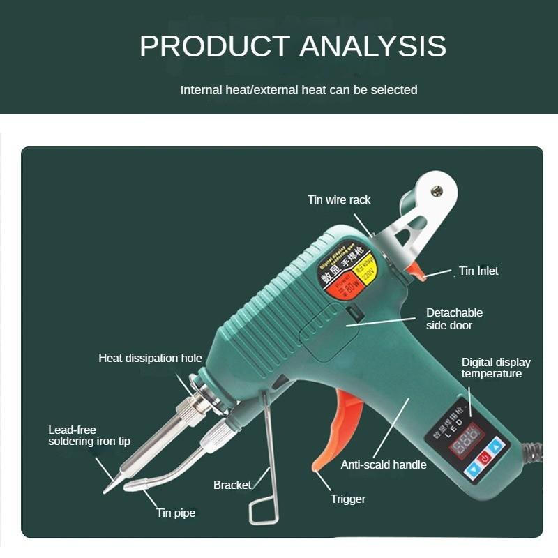 Digital Display Manual Soldering Gun Hand-held Automatic Tin Feeding Welding Machine High-power Soldering Iron Maintenance Tool