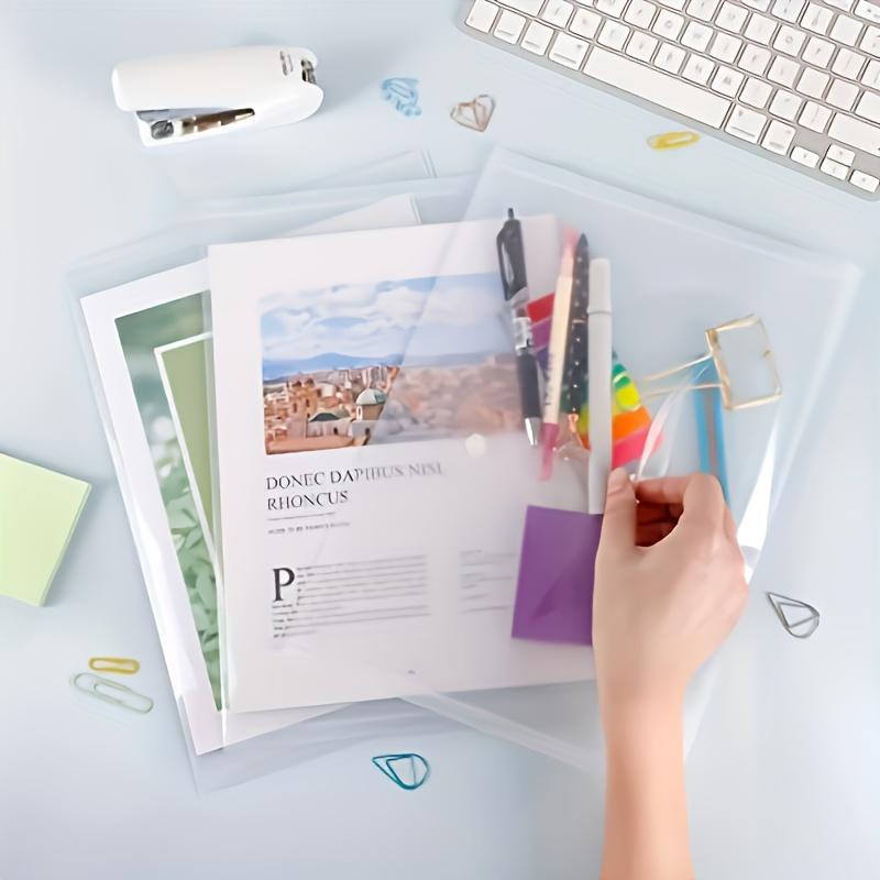 20pcs Transparent Documents Organize Storage Bag A4 Folders Clear Folders Student File Folders Office School Stationery Supplies