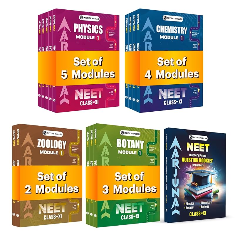 PW Arjuna For NEET Class 11 Physics, Chemistry, Botany & Zoology Modules and Questions Booklet with Solutions Combo Set of 16 Books (2026 Edition)