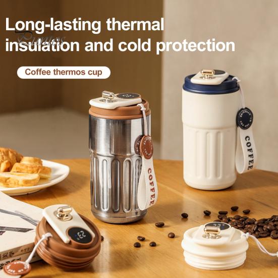 450ML LED Temperature Display Vacuum Insulated Water Bottle BPA-Free Leak Proof Keep Cold/Warm 12H Double Walled Insulation Cup Stainless Steel