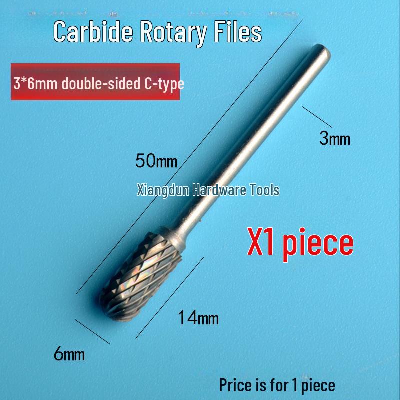 Tungsten Steel Carbide Rotary File Set - Double Grain Engraving and Milling Cutter for Woodworking, 3x6mm