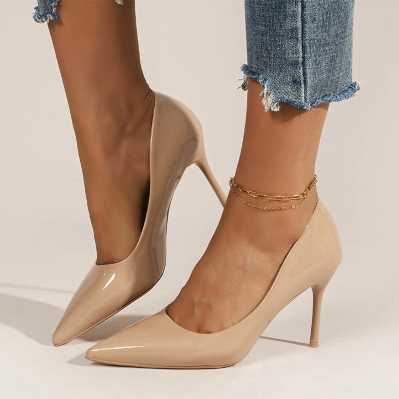 Fashion 2025 Plus Size Super High Heels Pumps Women Sexy Pointed Toe Stiletto Heel Shoes Woman Patent Leather Shallow Mouth Office Pumps