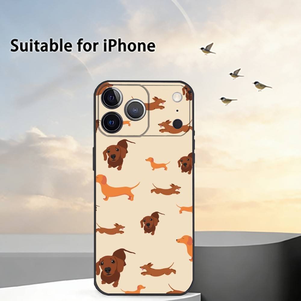 Cute Dachshund Sausage D-Dog Phone Case For iPhone 17, 16,15,14,13,12,11 Plus,Pro Max, Others Soft Black Cover