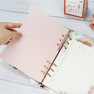 A5 A6 A7 Pink Index Divider Cute 6 Holes For Binder Planner Notebook Stationery Notebook Paper Divider Accessories
