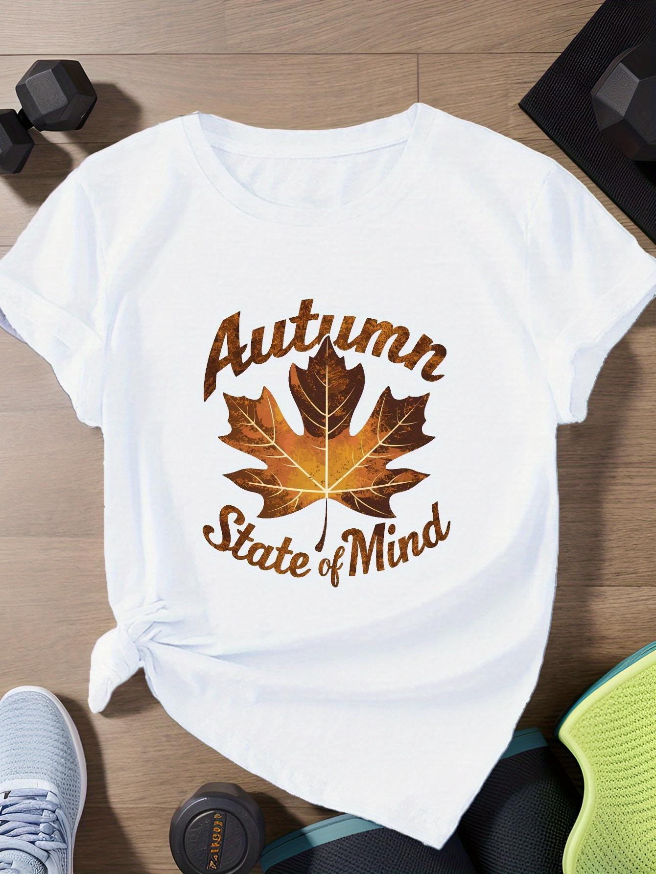 

Autumn Maple Leaf Womens Short Sleeve Harajuku Short Sleeve Casual Womens Tshirt Clothing Street Tops Tees Aesthetic Clothes S
