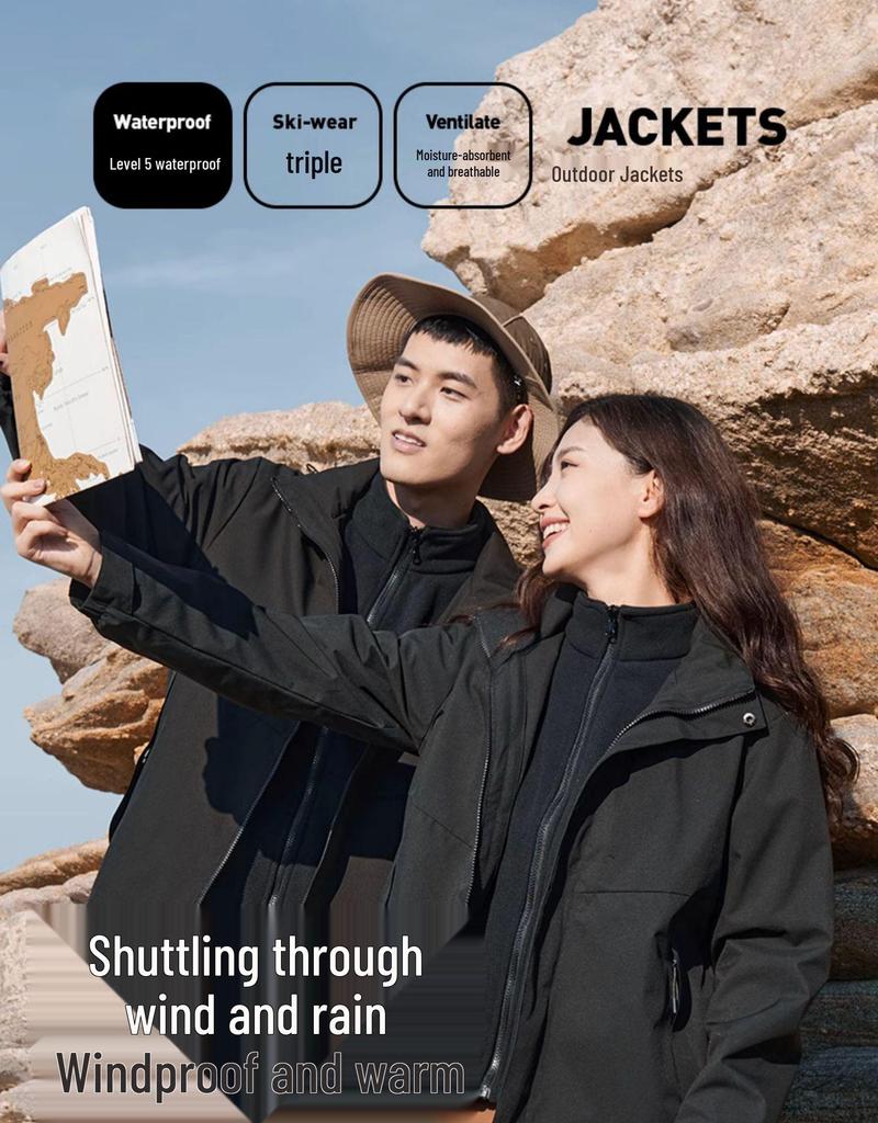 Women's 3-in-1 Detachable Fleece-Lined Outdoor Mountaineering Suit