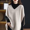 Autumn and Winter Plus Size Vest Women's V-neck Bat-sleeved Solid Color All-match Sleeveless Loose Outer Wear Knitted Women's Waistcoat